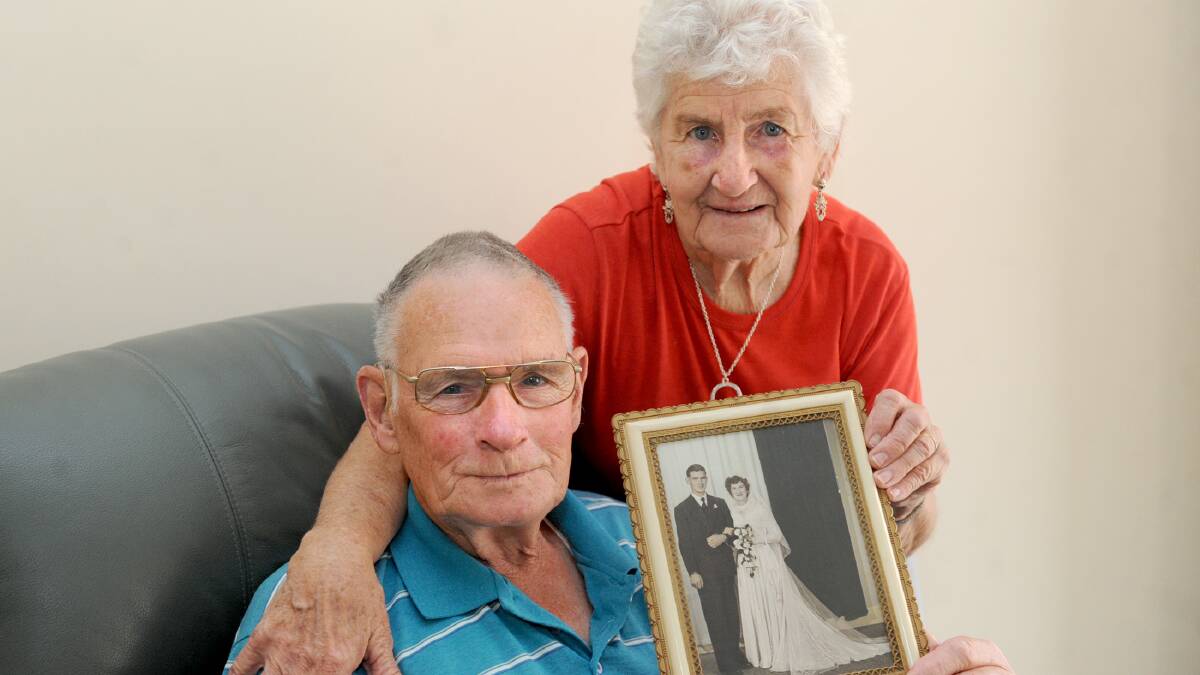 HAPPY MEMORIES: Keith and Gwen Wood will celebrate their 60th wedding anniversary on Thursday. Picture: SAMANTHA CAMARRI