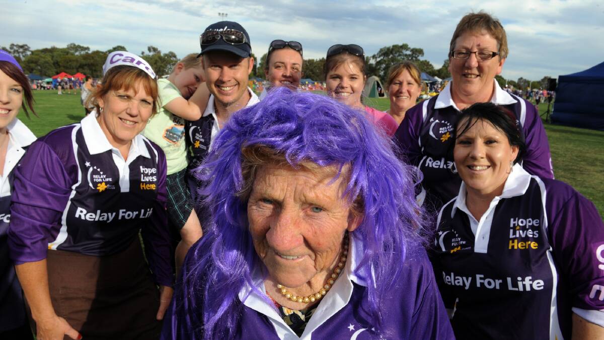 GRAND SUPPORT: Dimboola woman Dot Haby, 90, walked for her grandson Phil Butsch at Horsham and District Relay For Life. Picture: PAUL CARRACHER