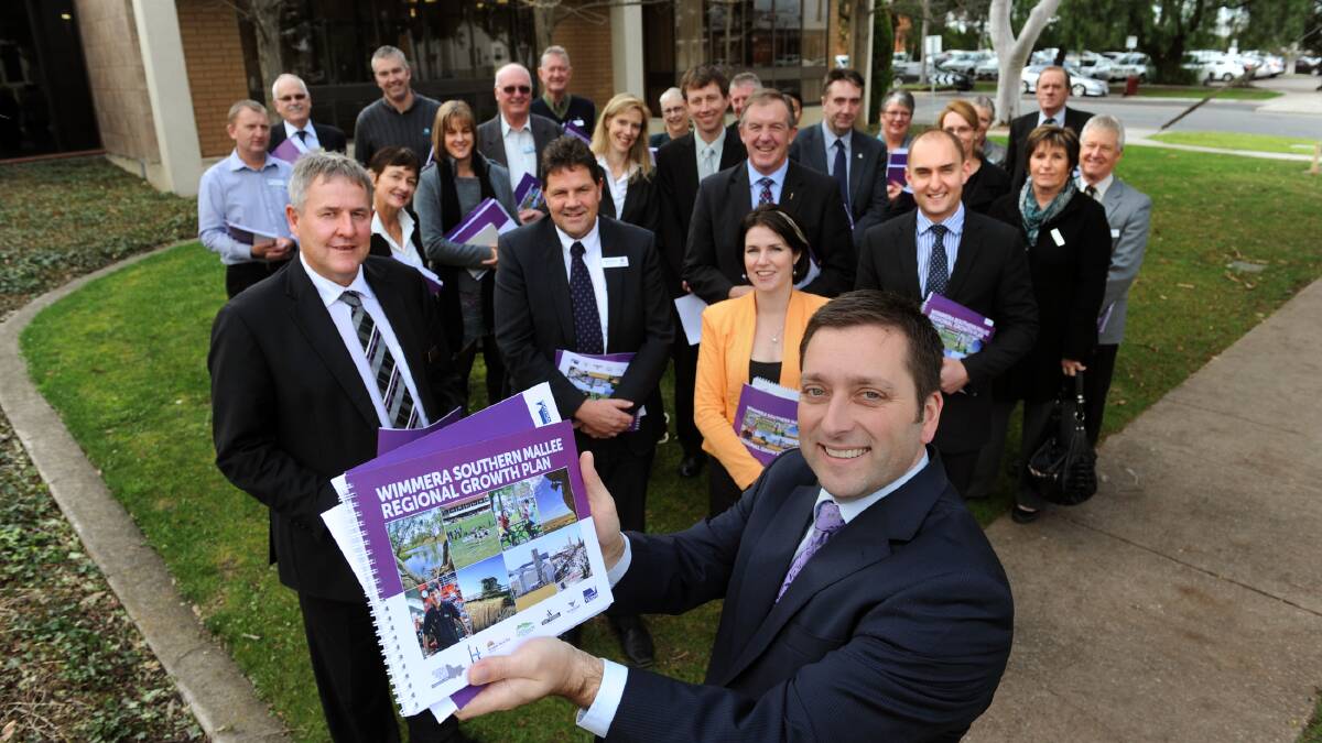 IDEAS: Victorian Planning Minister Matthew Guy launches the Wimmera Southern Mallee Regional Growth Plan in Horsham on Wednesday. Picture: PAUL CARRACHER