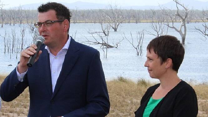 Daniel Andrews and Jaala Pulford visiting the Wimmera earlier this year.