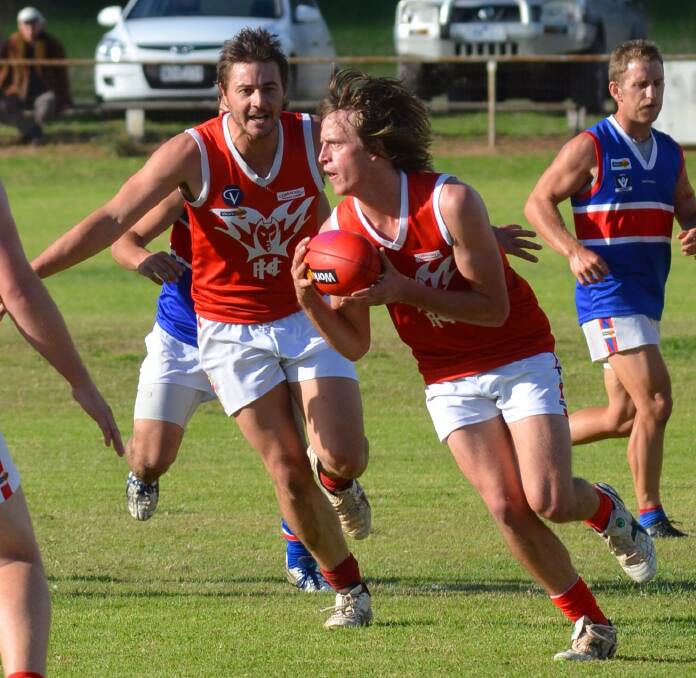 TOUGH DAY AT THE OFFICE: Adam Dufty, pictured in round five, and his Hopetoun side lost to Sea Lake-Nandaly Tigers 112-57 at the weekend.