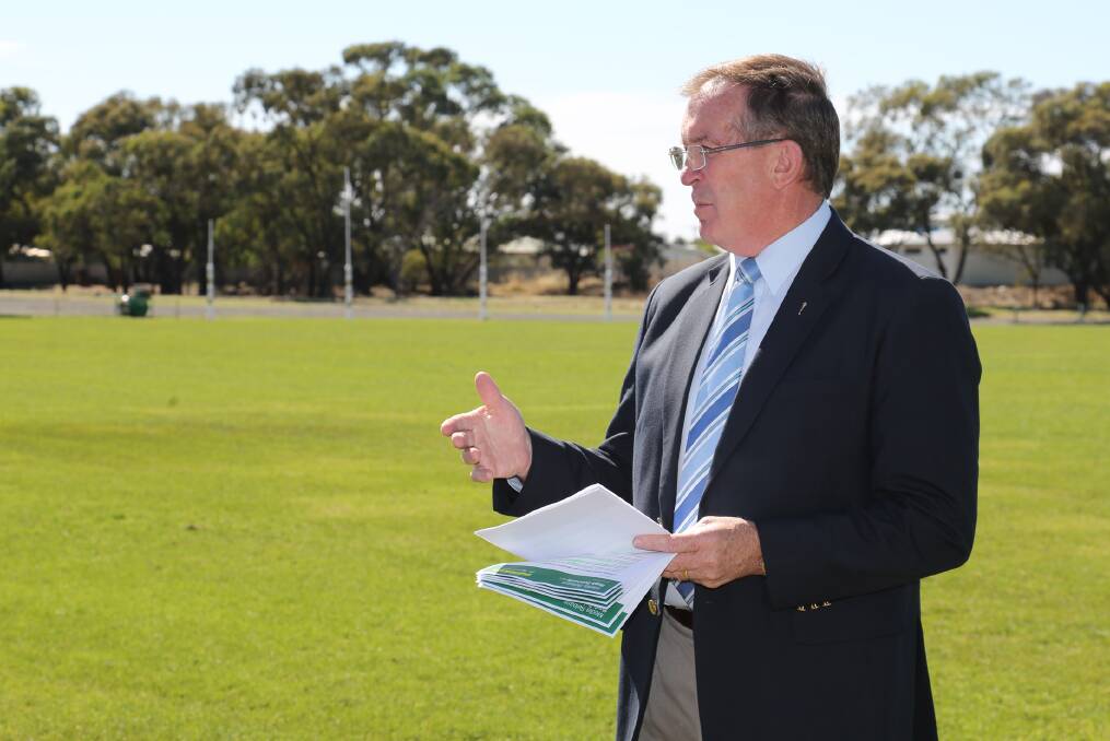 ANNOUNCEMENT: Member for Lowan and former Minister for Sport and Recreation Hugh Delahunty announces grants for 15 Wimmera sports clubs.