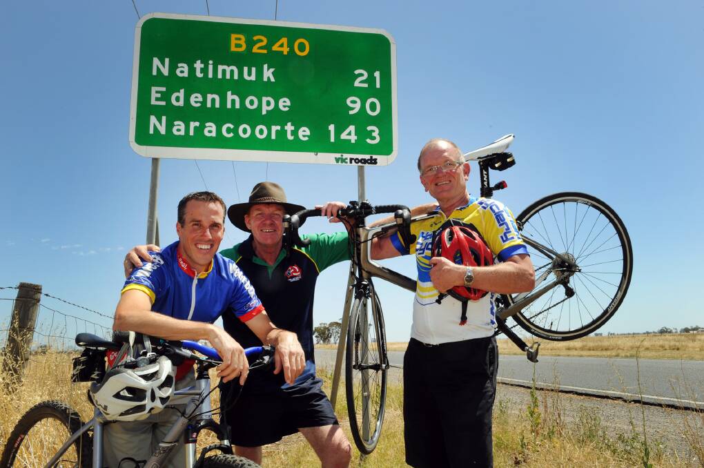 JANUARY: Brendan Scale, Mark Radford and Michael Ryan want people to get behind a Horsham to Mt Arapiles bike ride.