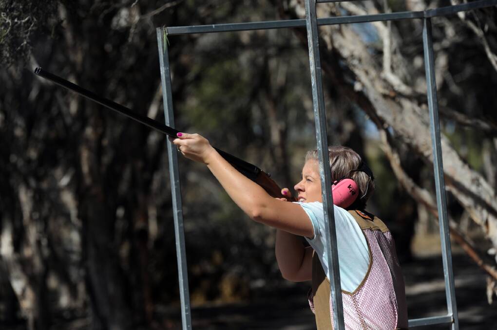 Echuca's Chloe Shorland at Natimuk Field and Game's national side-by-side shotgun titles.