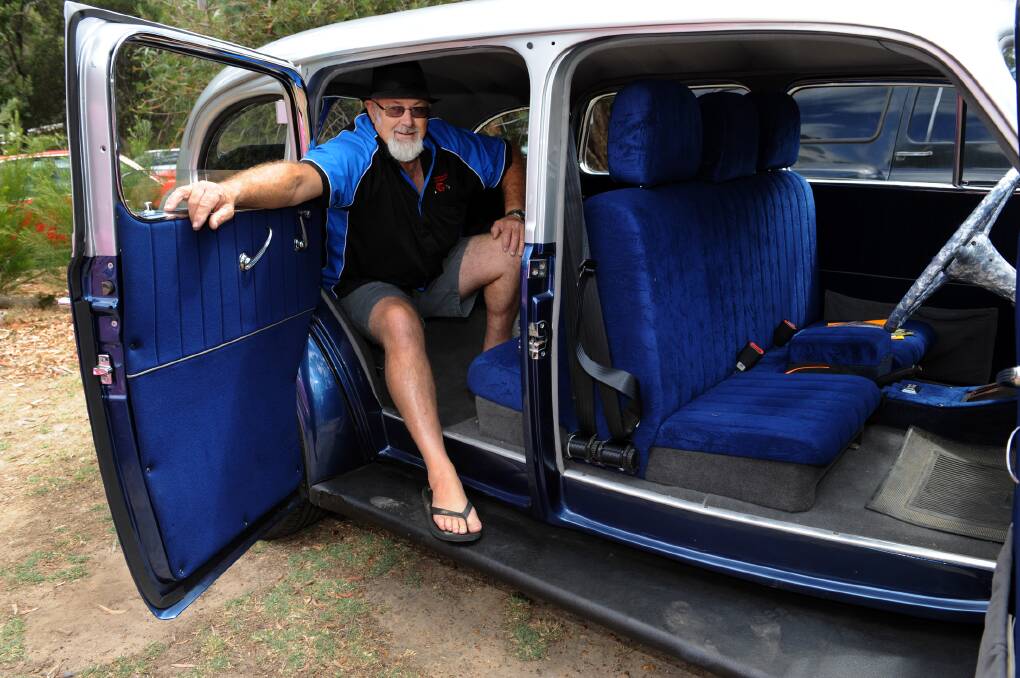 WELCOME IN: Kaniva's Kelvin Moar with his 1938 Vauxhall seven-passenger sedan at Sunday’s Old Skool Hotrod and Custom Club show and shine at Halls Gap.