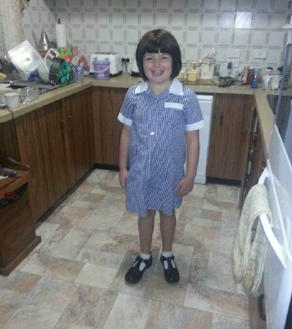 Cloe Jennings-Tyson on her first day of grade one at Horsham Primary School 298 campus.