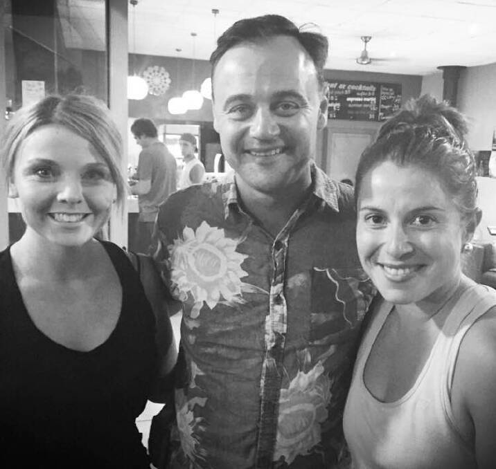 Mail-Times journalist Sarah Scully and Horsham's Katelyn Keller ran into Gyton Grantley outside The Exchange on Wednesday night.