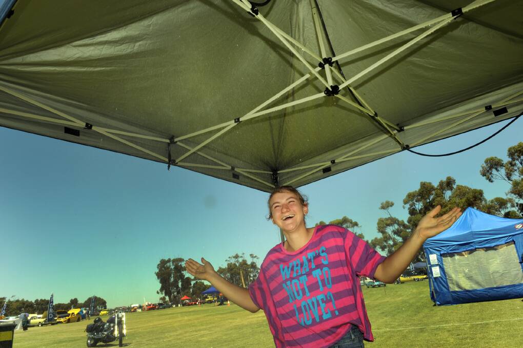 Brittany Keam, Kaniva, cools down at the Kaniva Car and Bike Show.