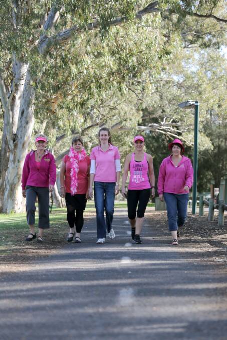 READY TO GO: Horsham Mother’s Day Classic organisers Hanne Mills, Lesley Schuller, Katrina Liston, Janine English and Anne King prepare for the May 11 event. Co-organisers Lindy Muller and Wendy Rule are absent. Picture: THEA PETRASS
