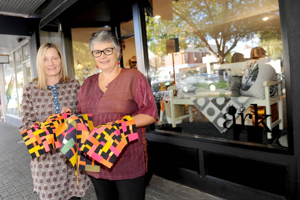 WINDOW ART: Velvet Ark owner Marg Hammond and Galleries on the Side artist and co-ordinator Marion Matthews will collaborate to exhibit art in the shop’s window during Horsham’s Art is... festival. Picture: SAMANTHA CAMARRI