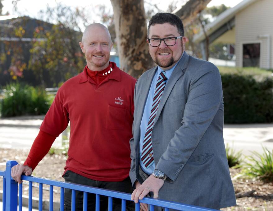 OFFICIAL: Horsham College council president Rowan Smith officially welcomes aboard new principal Rob Pyers. Picture: MELINDA SCHMIDT