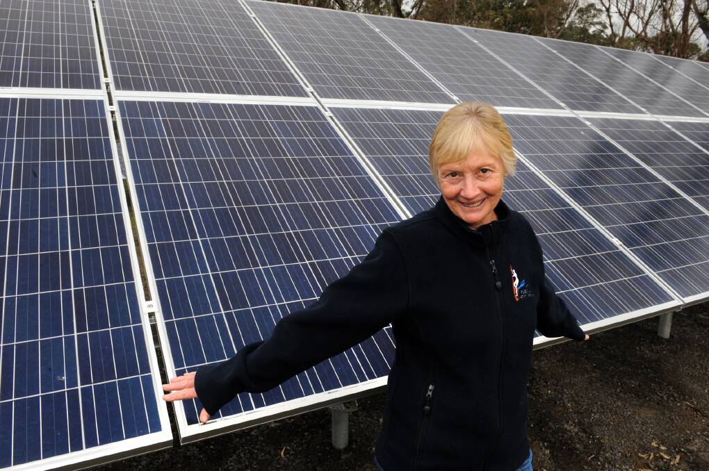 POWERING ON: Roses Gap Recreation Centre owner Lynda Sutherland prepares for the business’s re-opening next month. Solar panels replaced three generators destroyed in the Grampians bushfire in January. Picture: PAUL CARRACHER