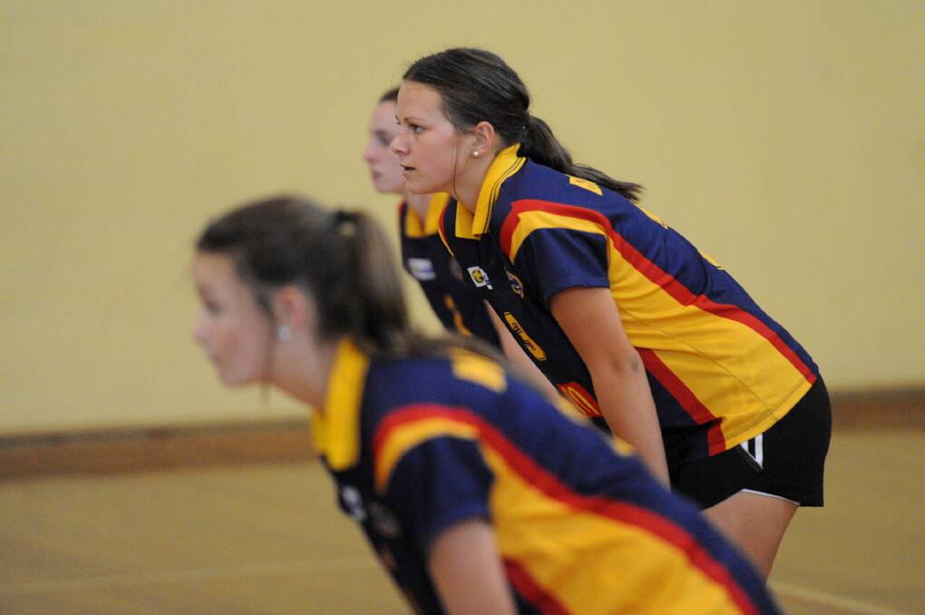 FOCUS: Horsham College's Sally Baker concentrates during the school volleyball tournament.