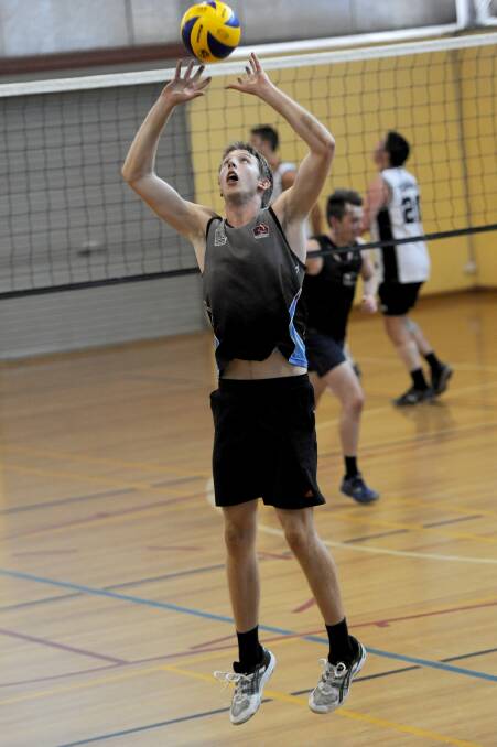 UP HIGH: Bendigo’s Adrian Fox shows off his skills at the Western Phantoms volleyball try-outs on Saturday. 