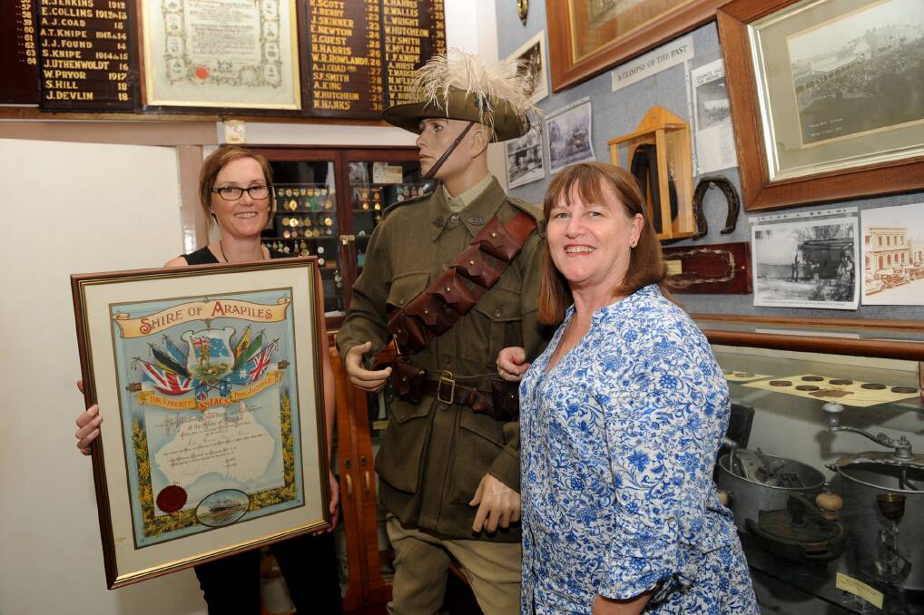 STEP BACK IN TIME: Horsham Regional Art Gallery curator Alison Eggleton and Horsham Historical Society’s Gillian Francis are looking for First World War memorabilia for a new exhibition at the society. Picture: SAMANTHA CAMARRI