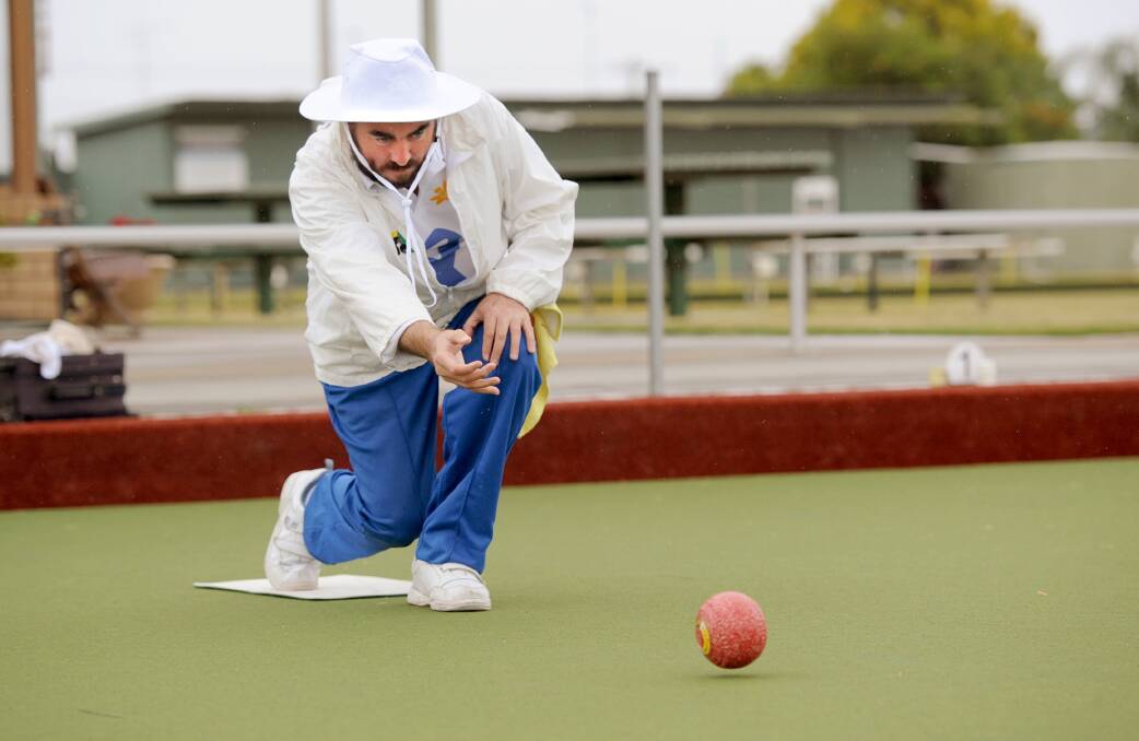 Cobram's Chris Thomas has broken the world record for most number of bowls clubs played at by an individual in a one-year period. He played his 704th and 705th games in Horsham on Friday. Picture: SAMANTHA CAMARRI