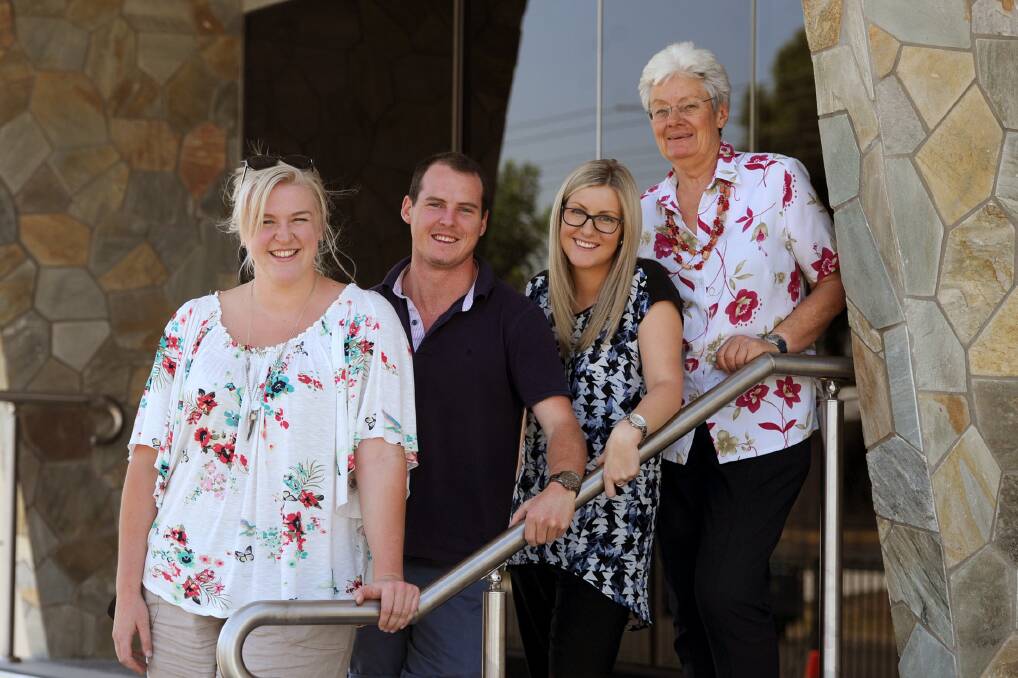 ON THE JOB: English and humanities teacher Annie Brack, mathematics teacher Thomas Magee, English teacher Maddy Schilling and LOTE teacher Jeni Allen are all new staff members at St Brigid’s College in Horsham. Picture: SAMANTHA CAMARRI