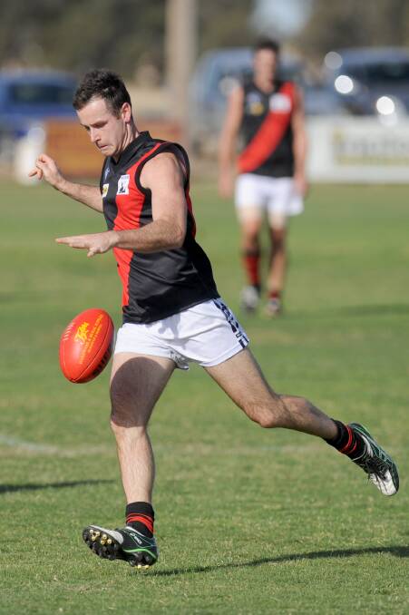 Bombers coach Jarred Combe returned after more than two months on the sidelines for his team's win over Natimuk United on Saturday. Picture: SAMANTHA CAMARRI