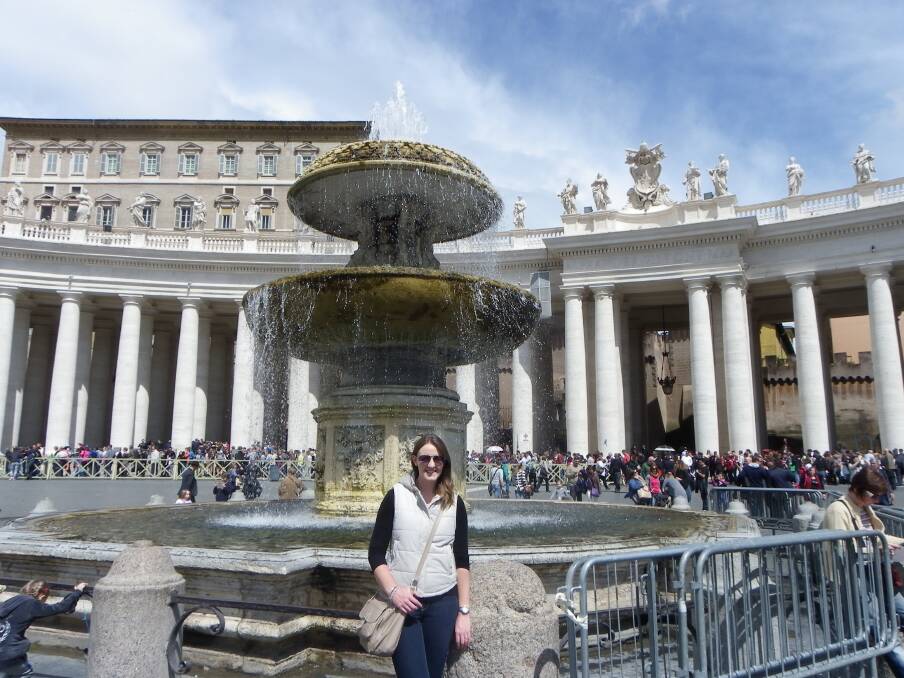 Carly Werner enjoys a spare moment in Rome without anyone trying to sell her flowers