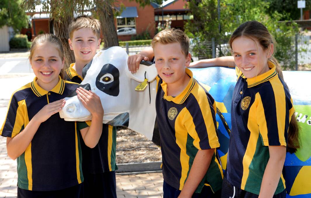 LEADERS: Horsham West Primary School new captains for 2015, vice-captains Jayde Ellis and Liam Robertson and captains Josh Dunn and Morgan Lane. Picture: PAUL CARRACHER