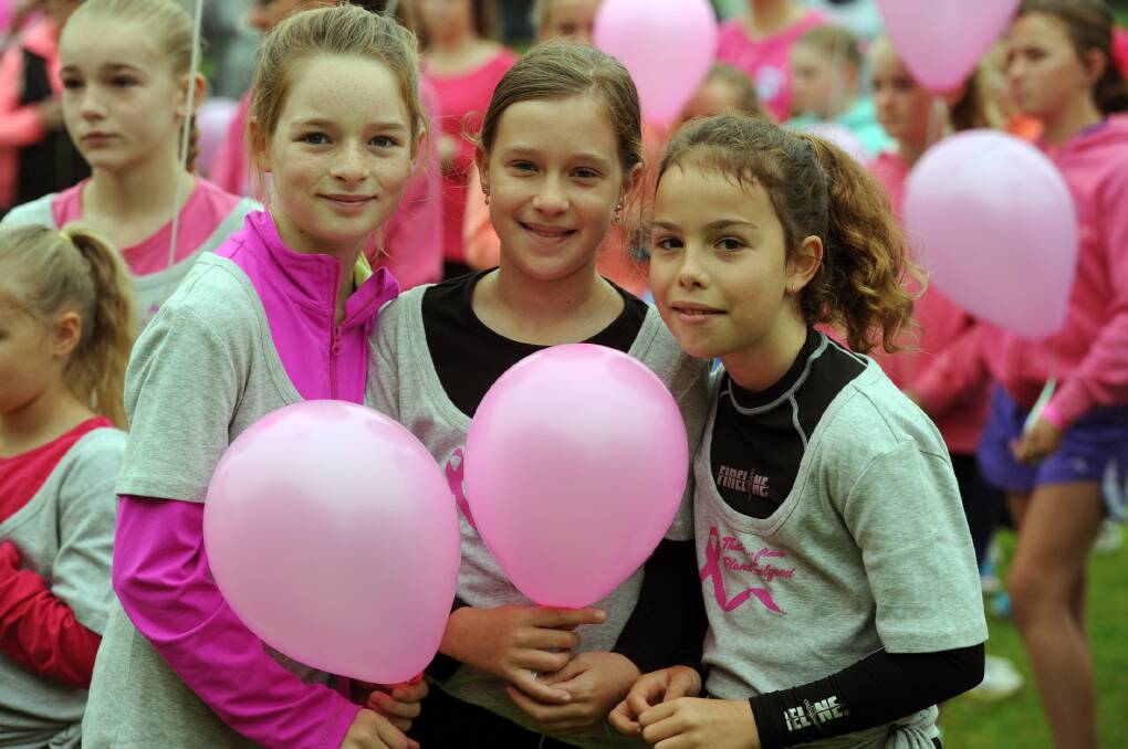 Eliza Tickner, Matisse Diwell and Claudia Lanyon at the Mother's Day Classic in Horsham. Picture: PAUL CARRACHER