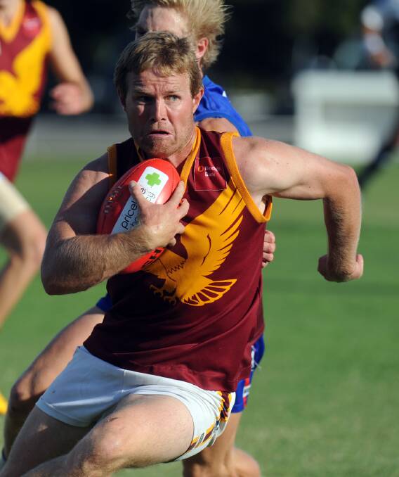 Warrack Eagles coach Tim Inkster booted three goals in his side's victory over Horsham Demons. Picture: PAUL CARRACHER