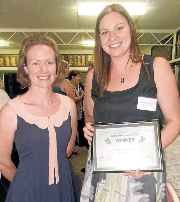 HAPPY: Donald's Rose Harris loves Wimmera life. She was awarded 2011 rural show ambassador and is pictured with 2012 winner Amelia Crafter of Horsham. Picture: CONTRIBUTED