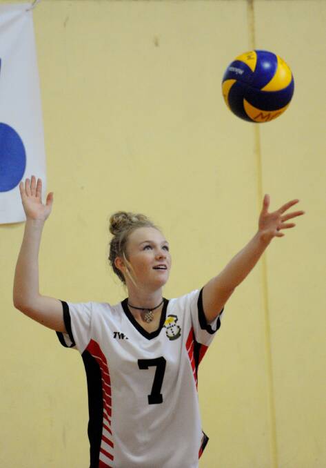 GRIN: St Brigid's College student Aily McAuliffe is all smiles during the volleyball championships.