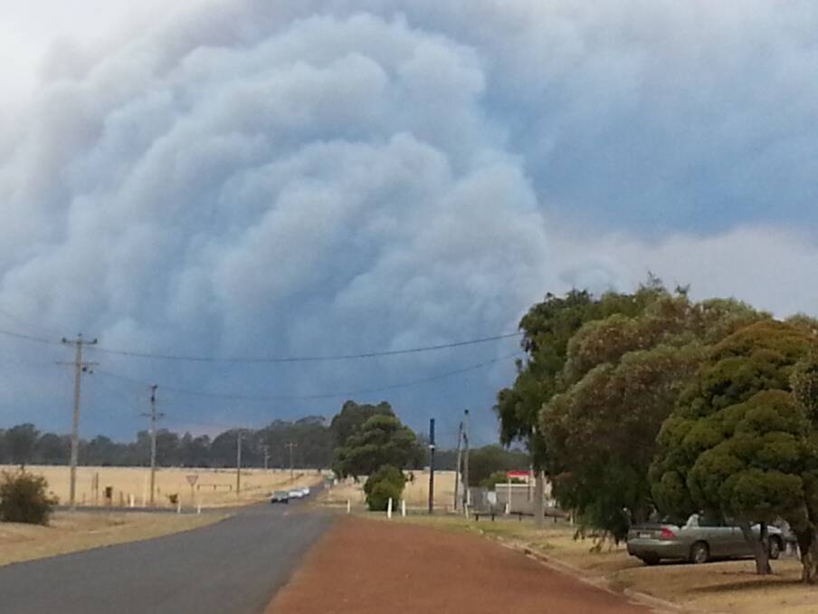 Joylene Ough took this photo from her front yard of the Edenhope fire on Saturday.