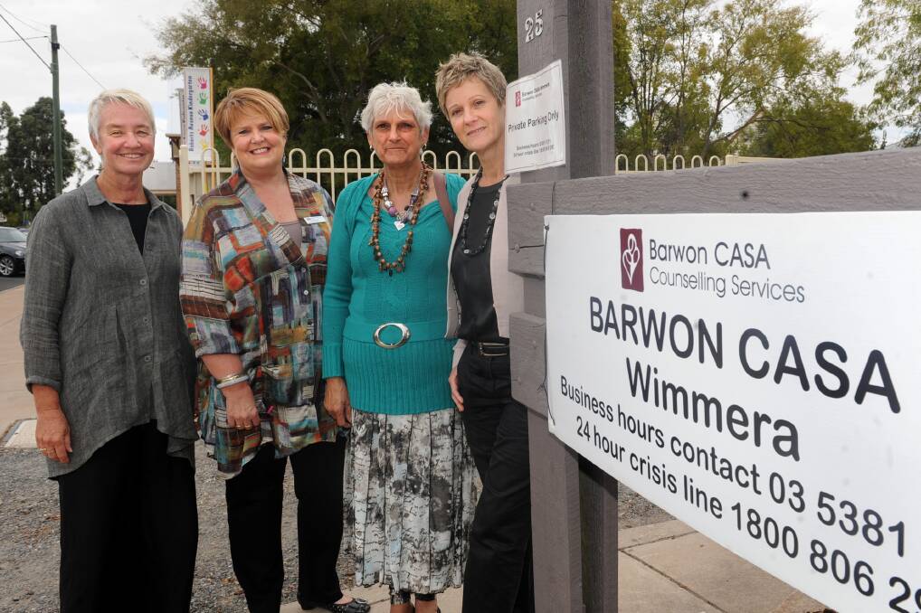 SERVICE OPENS: Barwon CASA chairwoman Jenny McMahon, Horsham Rural City councillor Pam Clarke, Wimmera elder Jennifer Beer and Barwon CASA chief executive Helen Bolton celebrate the official opening of the organisation’s Wimmera branch. Picture: SAMANTHA CAMARRI