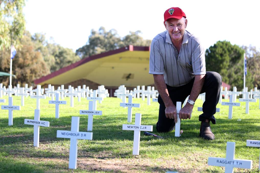 Horsham RSL Ed Taig helps prepare for Anzac Day. Picture: THEA PETRASS