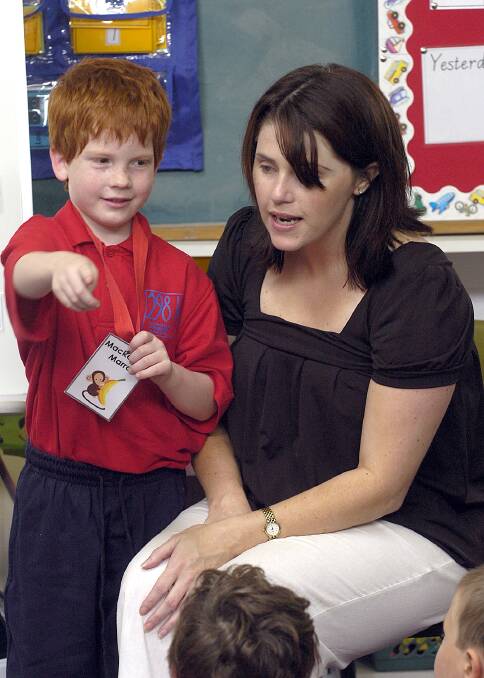 2008: MacKenzie Marra introduces himself to his classmates and teacher Michelle Conway at Horsham 298 Primary School.