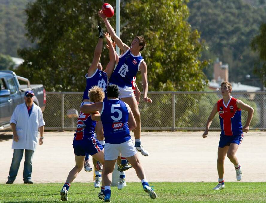 Donald's Sam Dunstan in action. The Navy Blues accounted for Donald by 99 points at Charlton Park at the weekend.