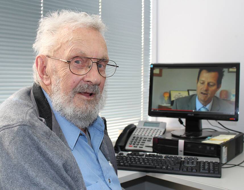 TECHNOLOGY: Edenhope resident John Thornton accesses specialist appointments via video conferencing at Edenhope Medical Centre.