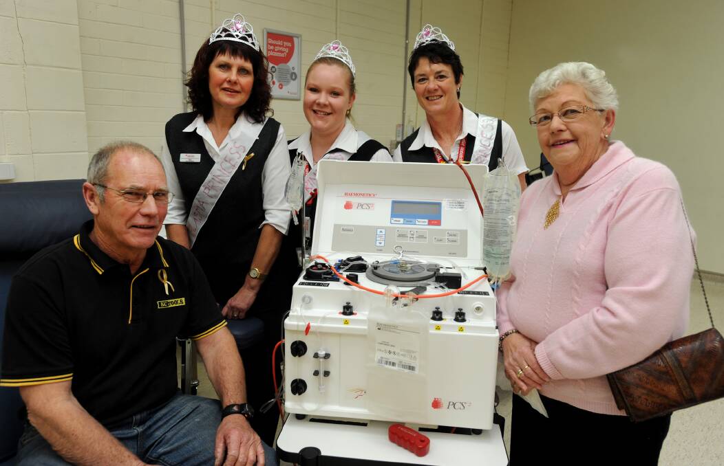 Alan Cannane, Jillian Cooper, Sarah Collins, Tracey O'Callaghan and Pam Ross at Horsham Blood Donor Centre late last year. Picture: PAUL CARRACHER