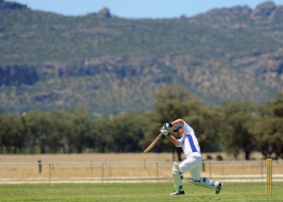 TEXTBOOK: Laharum's Damien Bunworth displays his technique during his match-winning innings of 76 against Rup-Minyip. Picture: OLIVIA PAGE