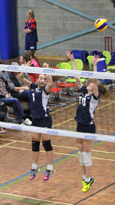 Cleo Baker and Laelah Robertson competing in the Australian Junior Volleyball Championships. Picture: CONTRIBUTED