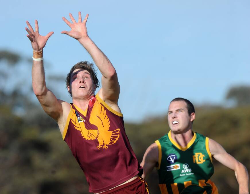 DUKES OUT: Jesse Murphy, pictured in 2013, kicked two goals in his return to senior football at the Warrack Eagles.