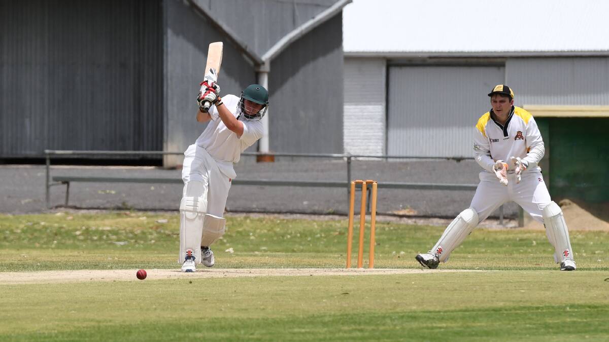 ATTACK: Sam Polack drives down the ground on his way to making 39 for Blackheath-Dimboola against Jung Tigers. Picture: SAMANTHA CAMARRI