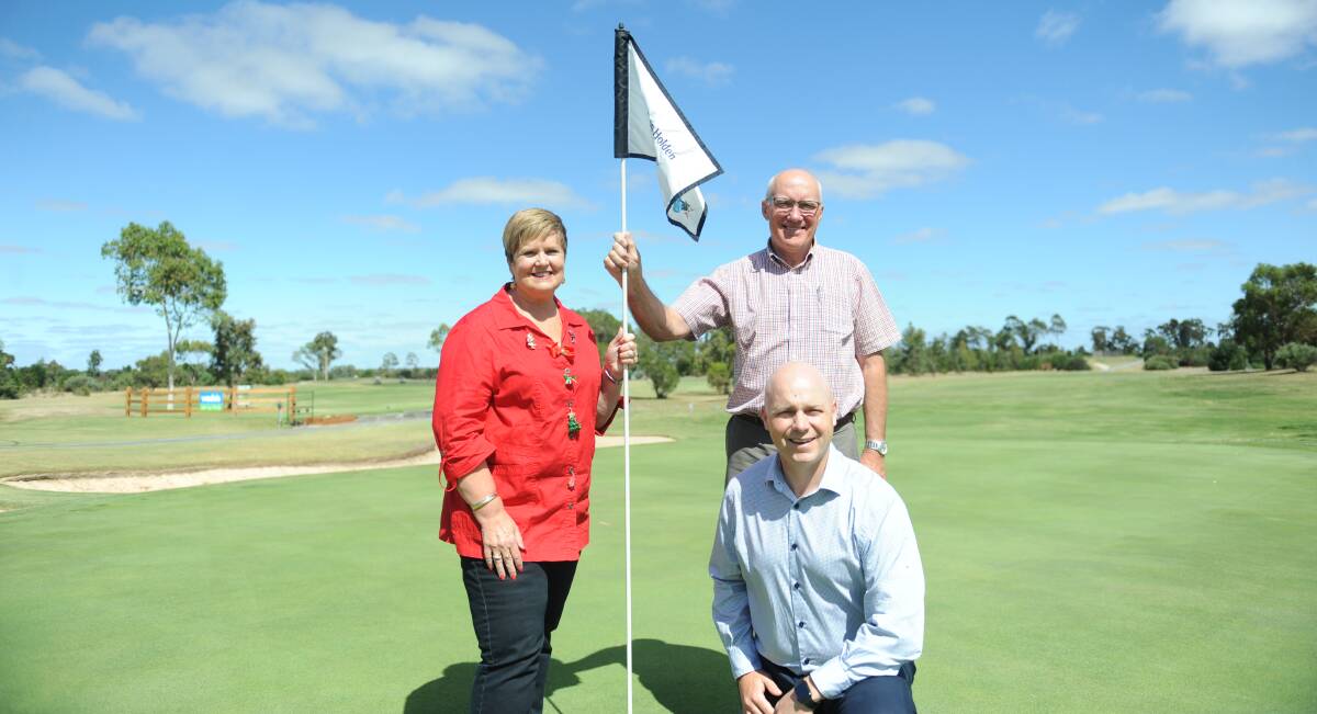 NEW ERA: Pam Clarke, Leo Delahunty and Heath McLeod are excited for the Western Open to be played at Horsham Golf Club in 2018. Picture: STUART McGUCKIN