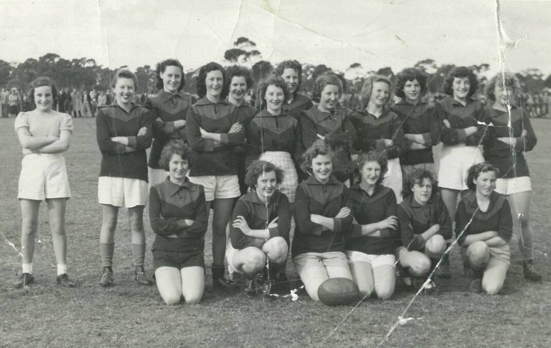 PIONEERS: Val Roberts, second player from the left in the back row, wants to track down names for the rest of the team. Contact the Mail-Times if you recognise someone.