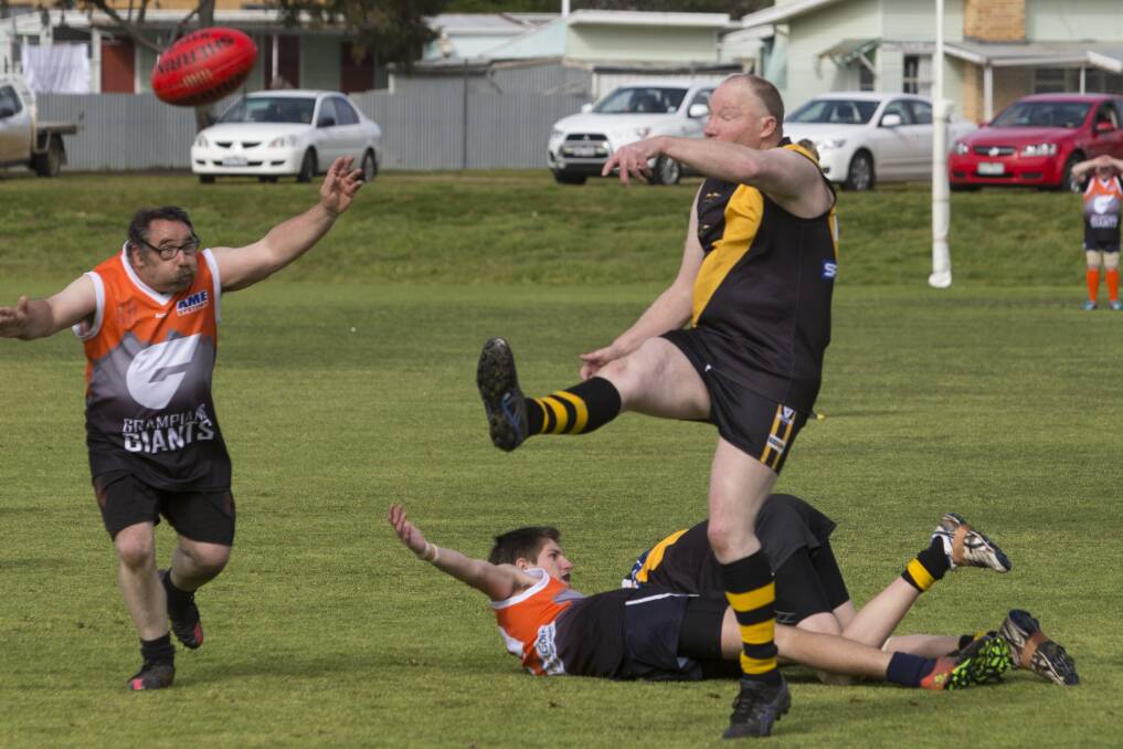 KICK: Michael Clark gets his kick away for the Wimmera Whippets when the side played Grampians Giants at North Park last season. Picture: PETER PICKERING