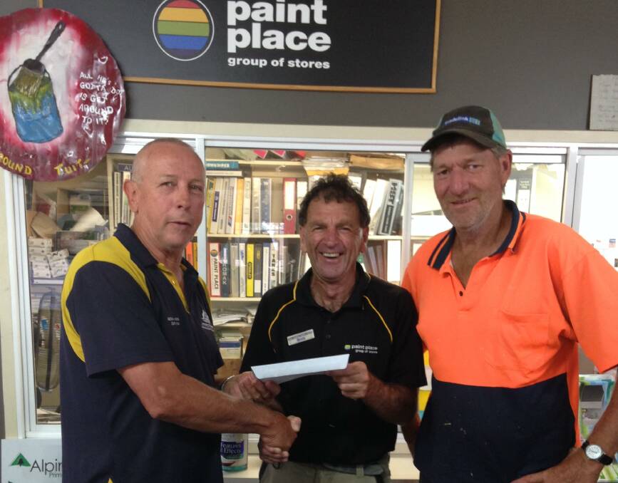 Warracknabeal golf club mens captain Ted Baxter with Peter Barling and Kevin Bowler who are supporting Sunday's fun day. Picture: CONTRIBUTED