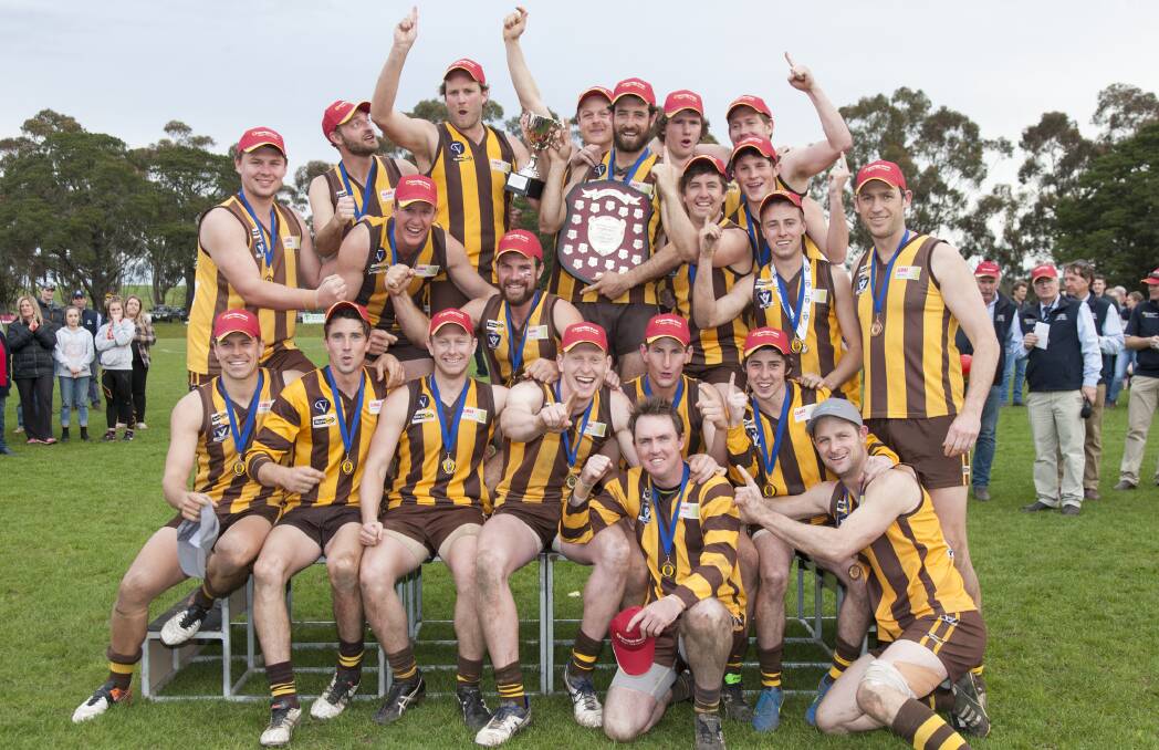WINNERS: After two grand final losses in a row, Tatyoon beat Wickliffe-Lake Bolac to win the 2016 Mininera and District Football League premiership. Picture: PETER PICKERING