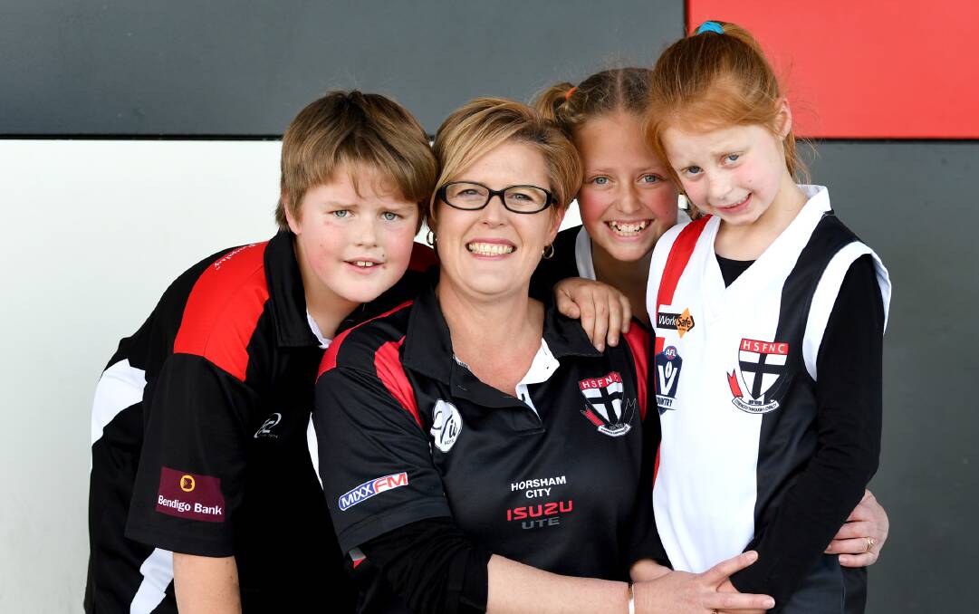PASSION: Vernetta Taylor sees the Horsham Saints as extended family for her children Darcy, 8, Sophie, 11, and Olivia, 7. Picture: SAMANTHA CAMARRI