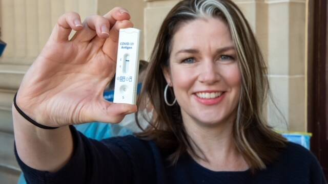 RAPID TESTING: Member for Lowan Emma Kealy took a rapid antigen test yesterday on the steps of Victorian Parliament, and received her negative result in minutes.