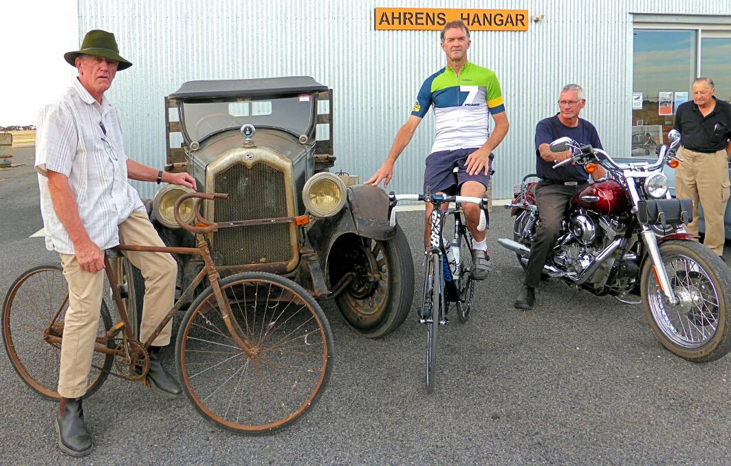 ROLLING: Rob Lynch, Michael Creek, Trevor Borgelt and Allen Scott are among those busy preparing for the Wheels for the Wirraway event to be held at Nhill on March 10. 
 