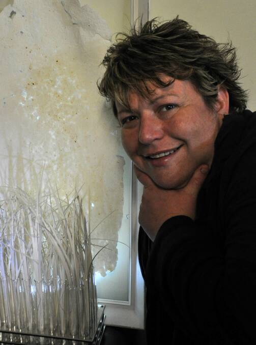 UP CLOSE: Belinda Eckermann shows her art installation Pest Resistant Barley as part of her exhibition which will debut at Rainbow tomorrow. Picture: CONTRIBUTED