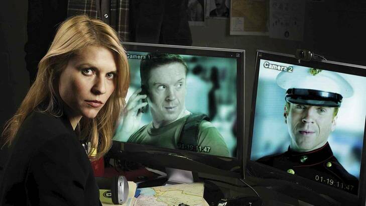 Carrie Mathison (Clare Danes) and Nicholas Brody (Damian Lewis) in <i>Homeland</i>.