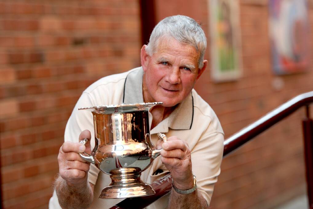 Horsham croquet player Ken Bald with the South Terrace Croquet Club Challenge Cup he won on Sunday.